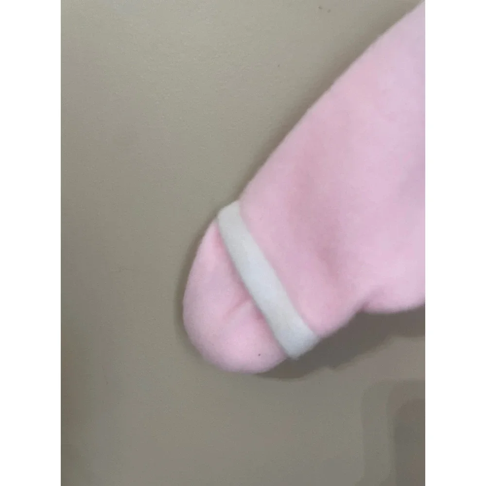 Vtg 80s Carters Pink Fleece Hooded Footed Sleeper Bunny Deadstock 21-25lbs L